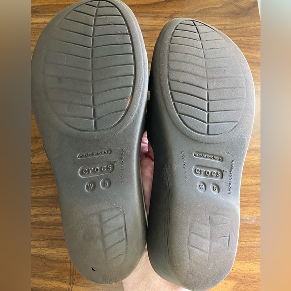 Crocs Rhonda Wedge Sandal Taupe Brown SZ 8 Slip On 4 Strap Shoes - Picture 7 of 7